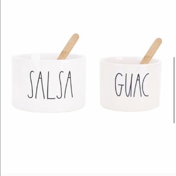 ✨ HP✨Rae Dunn Guac Salsa Bowls with bamboo spoons set✨ - Picture 5 of 9